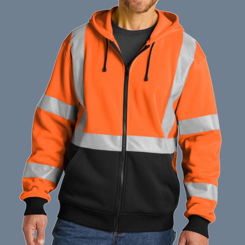 A107 Class 3 Heavy Duty Fleece Full Zip Hoodie Thumbnail