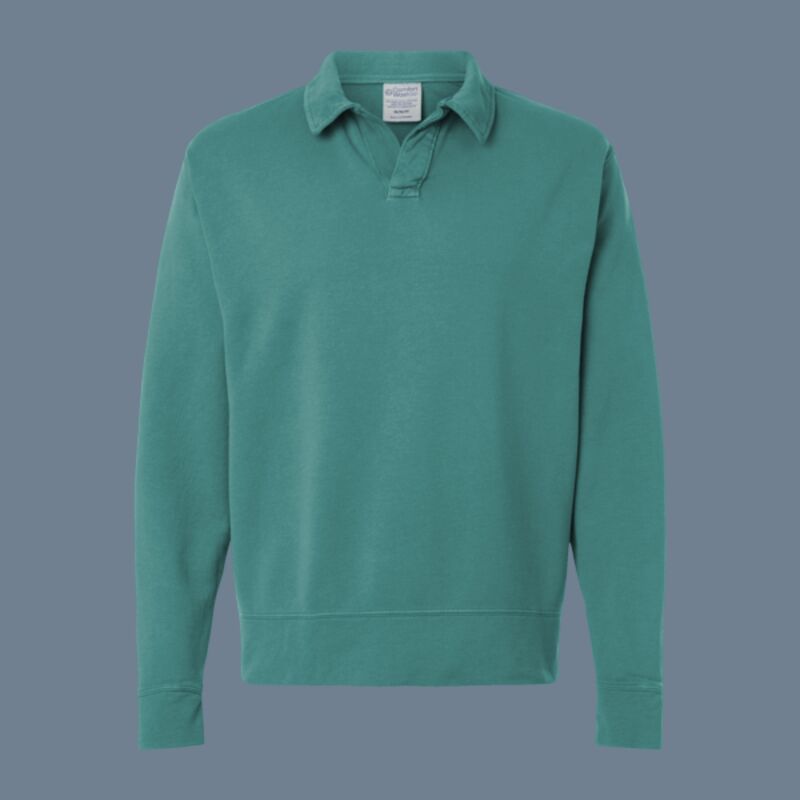 Unisex Garment-Dyed Polo Collar Sweatshirt Thumbnail
