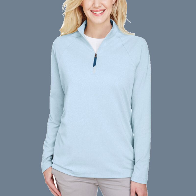 Women's CrownLux Performance® Clubhouse Micro-Stripe Quarter-Zip Pullover Thumbnail