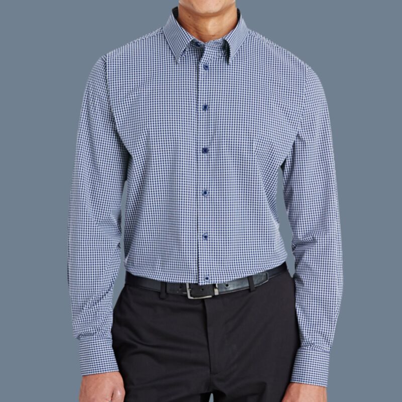 Men's CrownLux Performance® Tonal Mini Check Woven Dress Shirt Thumbnail