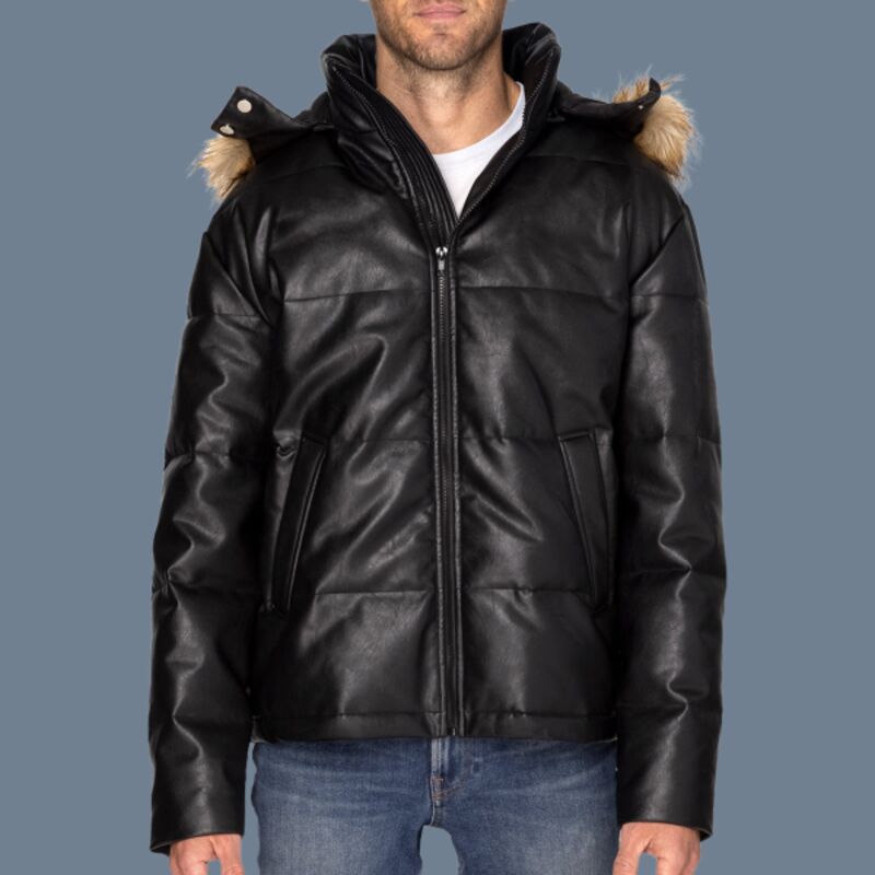 Unisex Vegan Leather Puffer Jacket Thumbnail