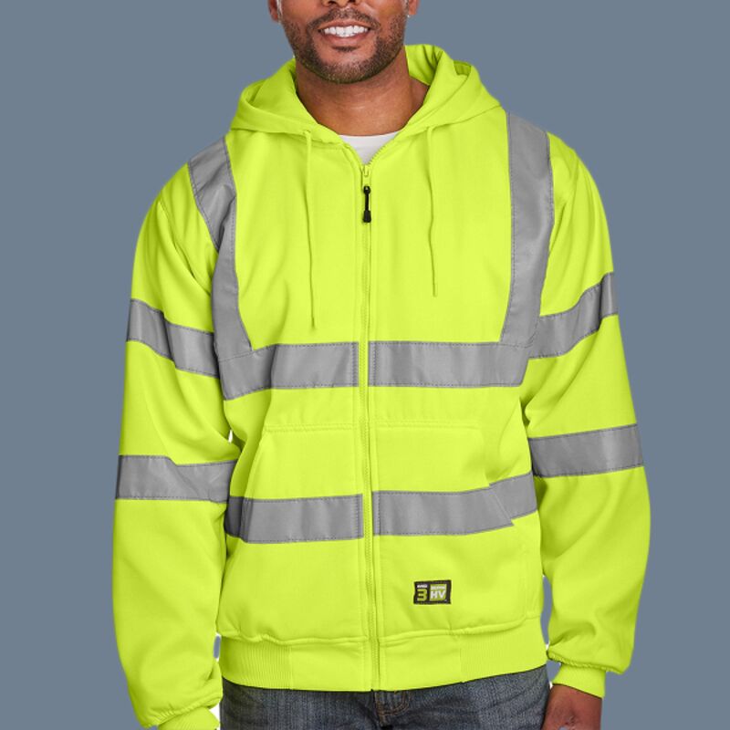 Men's Berne Hi-Vis Class 3 Lined Hooded Sweatshirt Thumbnail
