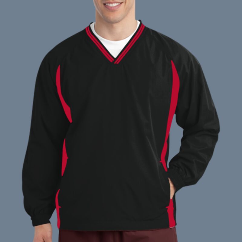 Tipped V Neck Raglan Wind Shirt Thumbnail