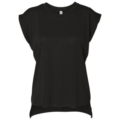 Ladies' Flowy Muscle T-Shirt with Rolled Cuff Thumbnail
