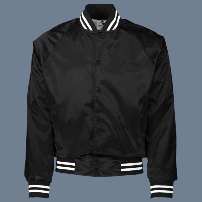 Unisex Satin Baseball Jacket Striped Trim Thumbnail