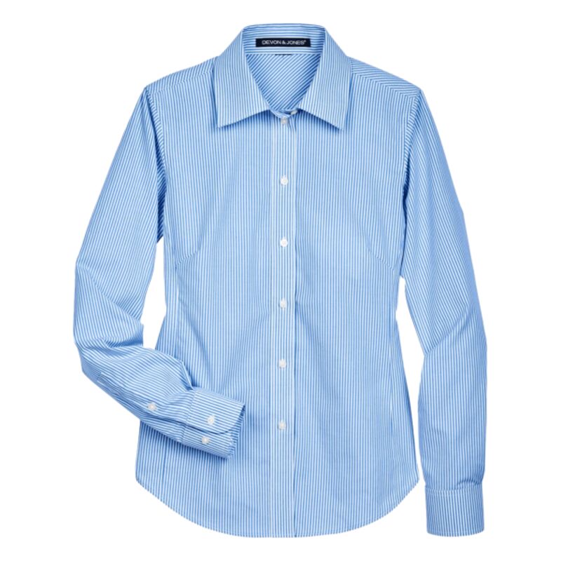 Women's Crown Collection® Banker Stripe Woven Dress Shirt Thumbnail