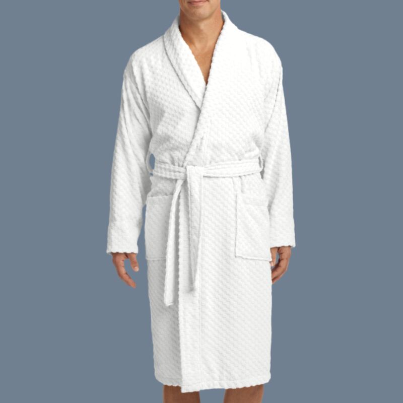 Checkered Terry Shawl Collar Robe Thumbnail