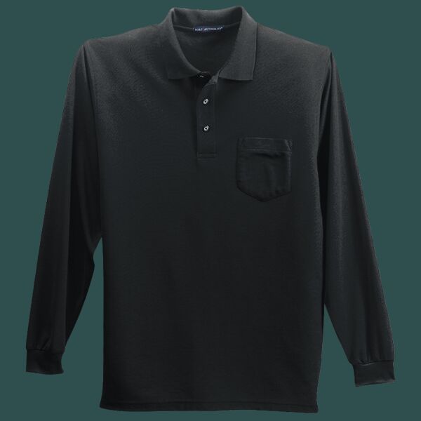 Long Sleeve Silk Touch Polo with Pocket Thumbnail