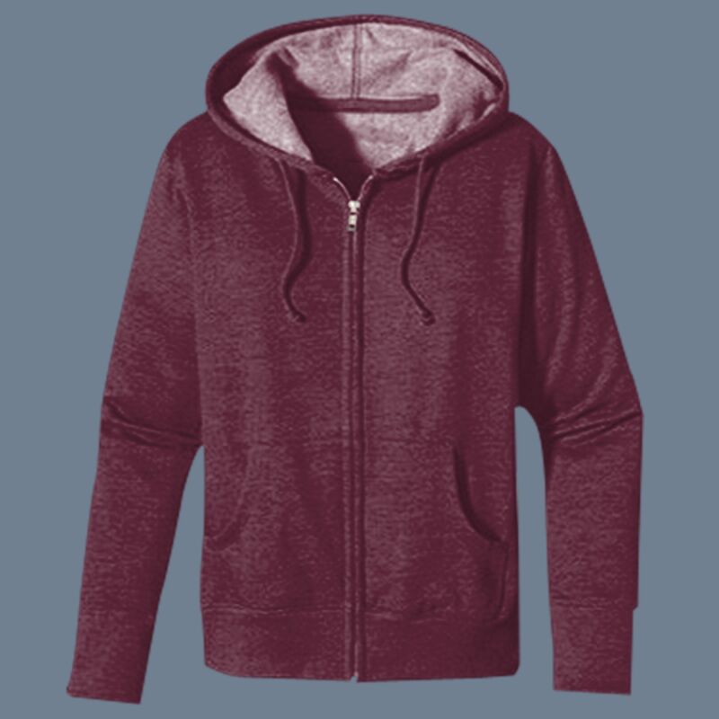 Women's Heathered Full-Zip Hooded Sweatshirt Thumbnail