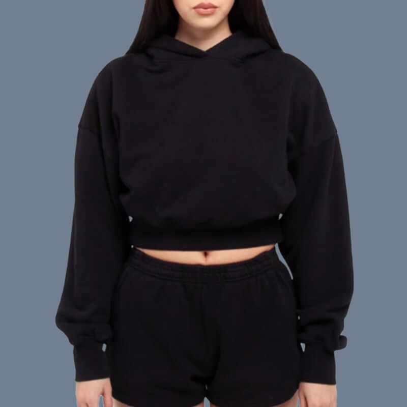 Women's Garment-Dyed Crop Hooded Sweatshirt Thumbnail