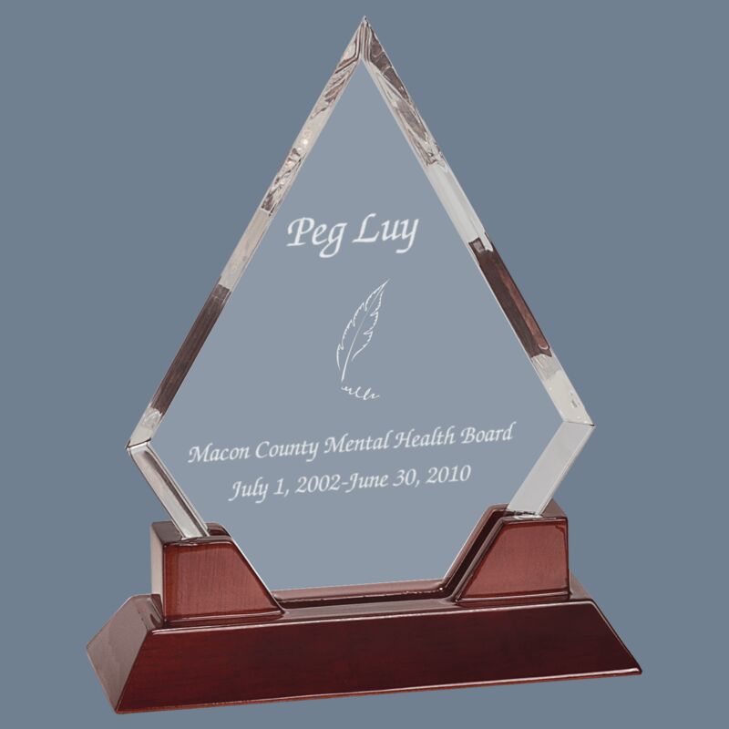 9 1/2" Diamond Prestige Acrylic with Rosewood Piano Finish Base Thumbnail