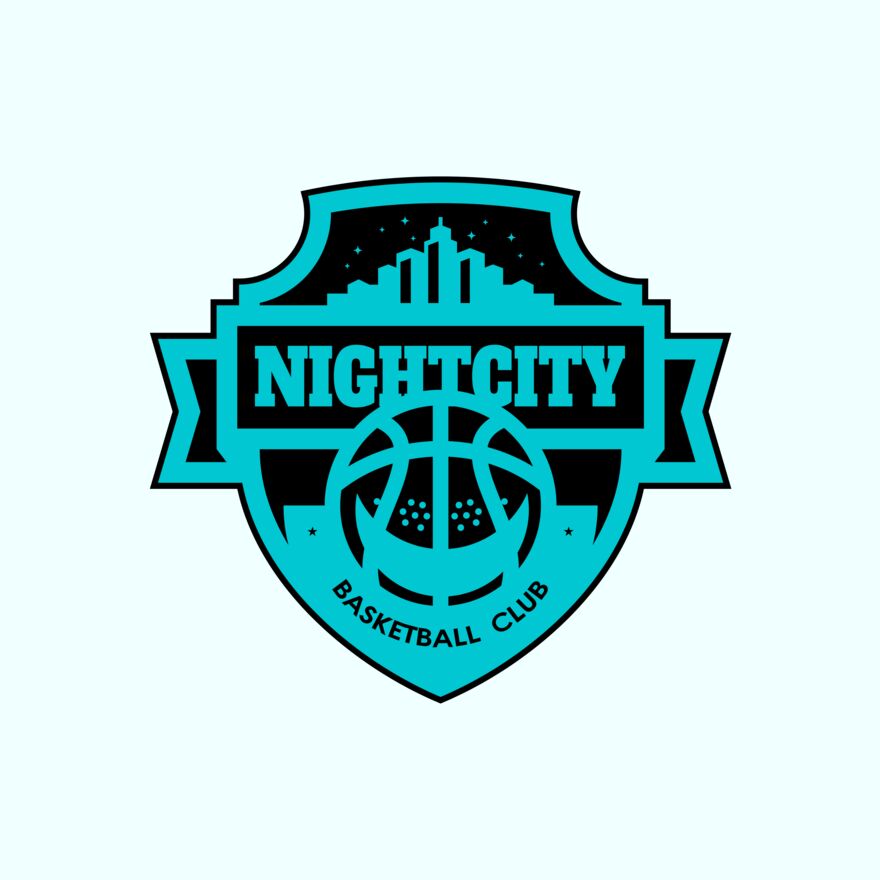 Night city Basketball club logo template Thumbnail