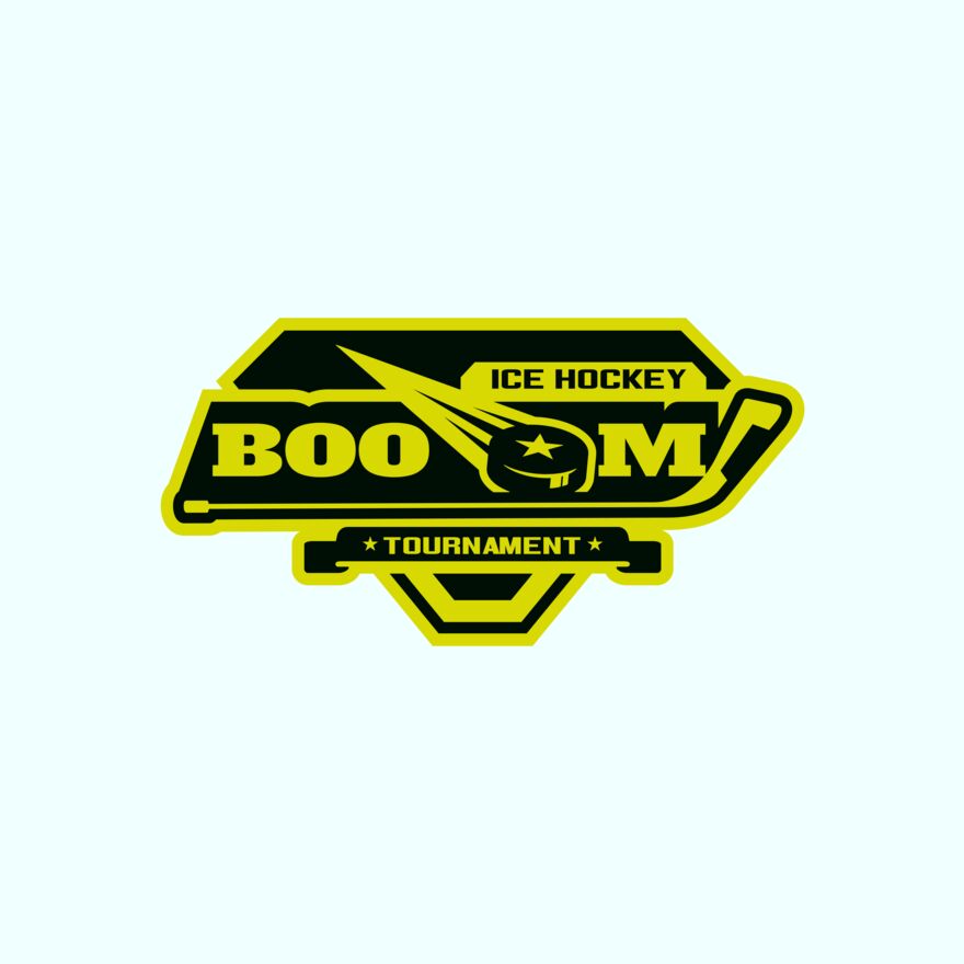 Boom Ice Hockey Tournament logo template Thumbnail