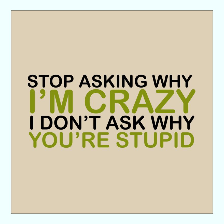 STOP ASKING WHY I'M CRAZY - I DON'T ASK WHY YOU'RE STUPID Thumbnail